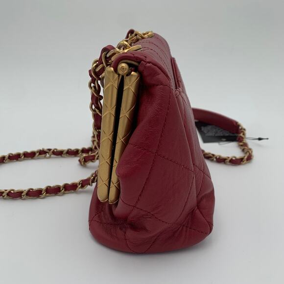 CHANEL My Crush Lambskin Flap Bag Red Gold Quilted Leather - Picture 4 of 8